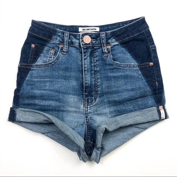 One Teaspoon Harlets Denim Shorts Superstar Blue Size 26